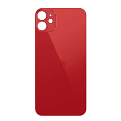 Order the red back glass for iPhone 12 with a bigger camera hole and no logo.
