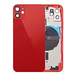 Shop the red back housing frame with small components pre-installed for iPhone 12, no logo.
