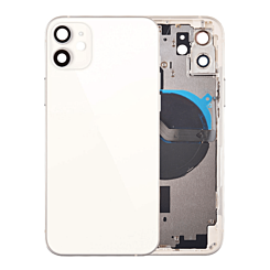 Order the white back housing frame with small components pre-installed for iPhone 12, no logo.
