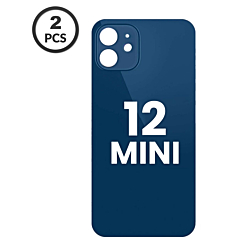 Back Glass with Bigger Camera Hole for iPhone 12 Mini (Pack of 2) (NO LOGO) (BLUE) 