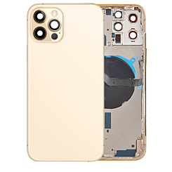 Purchase the Back Housing Frame with Small Components Pre-Installed for iPhone 12 Pro Max NO LOGO GOLD.

