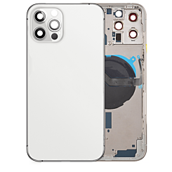 Grab the wholesale deals on the Back Housing Frame with Small Components Pre-Installed for iPhone 12 Pro Max NO LOGO SILVER.

