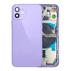 Stock up on the Back Housing Frame with Small Components Pre-Installed for iPhone 12 Mini No Logo Purple.
