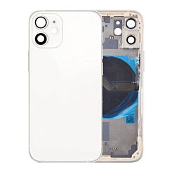 Back Housing Frame with Small Components Pre-Installed for iPhone 12 Mini (NO LOGO) (WHITE)