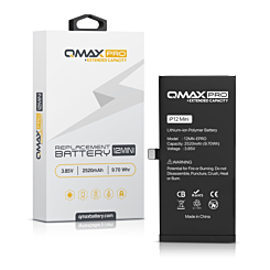 Purchase the QMAX Pro extended capacity replacement battery for iPhone 12 Mini with 2520 mAh.
