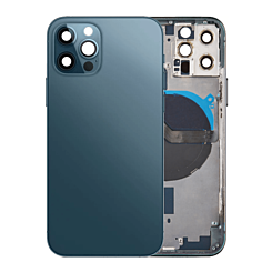 Grab the wholesale deals on the Back Housing Frame with Small Components Pre-Installed for iPhone 12 Pro NO LOGO PACIFIC BLUE.







