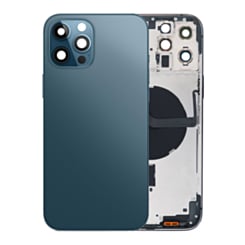 Back Housing Frame with Small Components Pre-Installed for iPhone 12 Pro Max (NO LOGO) (PACIFIC BLUE)