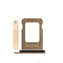 Purchase the single SIM card tray in gold for iPhone 13 Pro Max, 13 Pro, 12 Pro Max, and 12 Pro.

