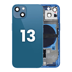 Back Housing Frame with Small Components Pre-Installed for iPhone 13 (NO LOGO) (US Version) (BLUE)