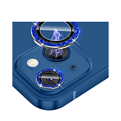 Glitter Diamond Camera Lens with HD Tempered Glass for iPhone 13 / 13 Mini (BLUE)