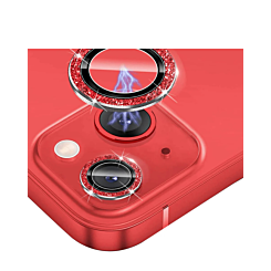 Stock up on the Glitter Diamond Camera Lens with HD Tempered Glass for iPhone 13 and 13 Mini in Red.