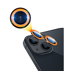 Purchase the Glow in The Dark Camera Lens with HD Tempered Glass for iPhone 13 and 13 Mini in Orange.