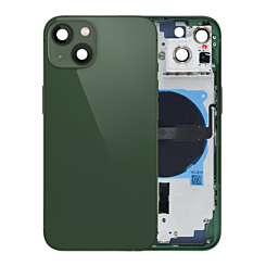 Stock up on the Back Housing Frame with Small Components Pre-Installed for iPhone 13 NO LOGO US Version GREEN.

