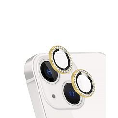 Shop the Diamonds Metal Ring with HD Tempered Glass for iPhone 13 and 13 Mini in Gold.






