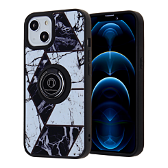 Pattern Design Hard PC Rear / Soft TPU Colorful Border Case with I- ring Holder - Style 4 for iPhone 13 Pro (Only Ground Shipping)
