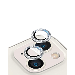 Shop the Iced Out Square Camera Lens with HD Tempered Glass for iPhone 13 and 13 Mini in White.