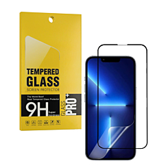 Shop the Anti-Scratch Edge-to-Edge Black Rim Coverage for iPhone 13, 13 Pro, or 14 – 2.5D, 1 piece.