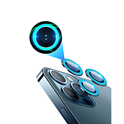 Purchase the blue glow in the dark camera lens with HD tempered glass for iPhone 13 Pro Max and 13 Pro.

