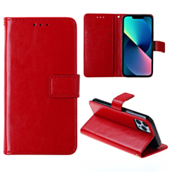 Leather Wallet Case with Card Slot (RED) for iPhone 13 Pro Max (Only Ground Shipping)