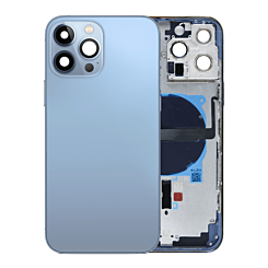 Purchase the back housing frame with small components pre-installed for iPhone 13 Pro Max US version Sierra Blue, no logo.

