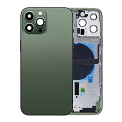 Stock up on the back housing frame with small components pre-installed for iPhone 13 Pro Max US version alpine green, no logo.

