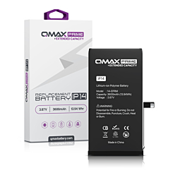 Purchase the QMAX Prime extended capacity replacement battery for iPhone 14 – 3600 mAh, spot weld not required.