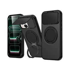 Flip Lens Cover Case with MagSafe Ring Kickstand (BLACK) for iPhone 13 / 14 (Only Ground Shipping)