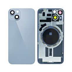 Grab the wholesale deals on the blue back glass with frame and MagSafe magnet for iPhone 14, no logo.
