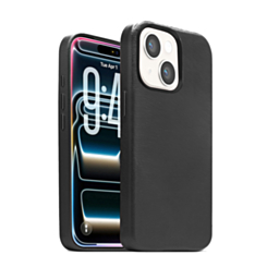 New Leather Case with Wireless Charger with IC Chip (BLACK) for iPhone 13 / 14 / 16e / 17e (Only Ground Shipping)