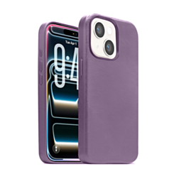 New Leather Case with Wireless Charger with IC Chip (LIGHT PURPLE) for iPhone 13 / 14 / 16e / 17e (Only Ground Shipping)