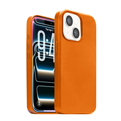 New Leather Case with Wireless Charger with IC Chip (ORANGE) for iPhone 13 / 14 / 16e / 17e (Only Ground Shipping)