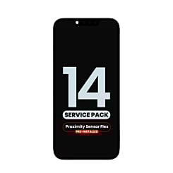 Order the OLED assembly with proximity sensor flex pre-installed for iPhone 14 service pack.