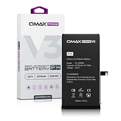 Buy the iPhone 14 QMAX Prime V3 replacement battery, 3279 mAh, with no pop-up.