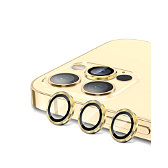 Buy the Metal Ring with HD Tempered Glass for iPhone 14 Pro and 14 Pro Max in Gold.
