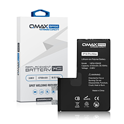 Order the QMAX Base Extended Capacity Replacement Battery for iPhone 14 Pro Max, spot weld required, 4700 mAh.

