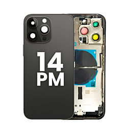 Back Housing Frame with Small Components Pre-Installed for iPhone 14 Pro Max (NO LOGO) (US Version) (SPACE BLACK)