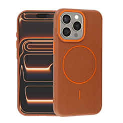 Magnetic Leather Soft Cases (GOLDEN BROWN) for iPhone 14 Pro Max (Only Ground Shipping)