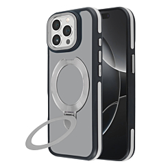 Matte Transparent Case with Wireless Charging Kickstand - GRAY for iPhone 14 Pro Max (Only Ground Shipping)