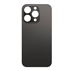 Stock up on the back glass with bigger camera hole for iPhone 14 Pro in Space Black, no logo.








