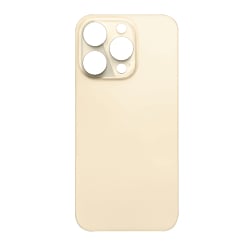 Buy the back glass with bigger camera hole for iPhone 14 Pro in Gold, no logo.