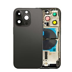 Buy the back housing frame with small components pre-installed for iPhone 14 Pro in Space Black, US version, no logo.