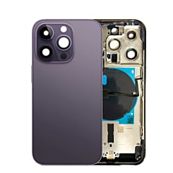 Purchase the back housing frame with small components pre-installed for iPhone 14 Pro in Deep Purple, US version, no logo.