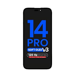 Buy the OLED assembly for iPhone 14 Pro with aftermarket QV8 V3 soft 120Hz display, no True Tone programming or IC transfer required.
