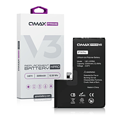 Order the QMAX Prime V3 replacement battery for iPhone 14 Pro, no pop-up, 3200 mAh.
