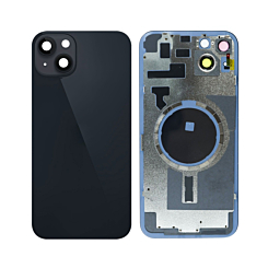 Buy the back glass with frame and MagSafe magnet for the iPhone 14 Plus — in Midnight, no logo.
