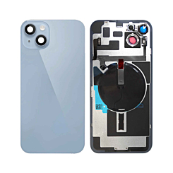 Shop the back glass with frame, wireless NFC charging flex, and MagSafe magnet for the iPhone 14 Plus — in Blue, no logo.
