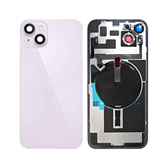 Order the back glass with frame, wireless NFC charging flex, and MagSafe magnet for the iPhone 14 Plus — in Purple, no logo.