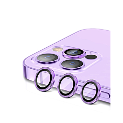 Shop the Metal Ring with HD Tempered Glass for iPhone 14 Pro and 14 Pro Max in Purple.
