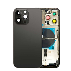 Order the Back Housing Frame with Small Components Pre-Installed for iPhone 14 Pro Max, no logo, US version, in Space Black.
