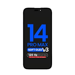 Stock up on the OLED Assembly for iPhone 14 Pro Max, aftermarket soft OLED QV8 V3, 120Hz, true tone programming and IC transfer not required.
